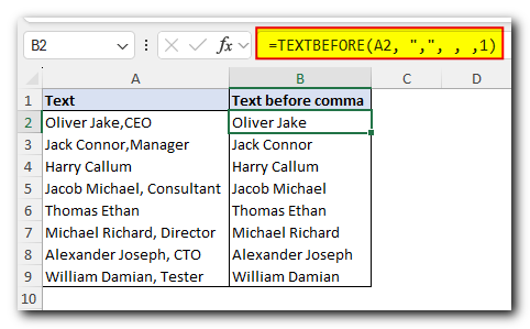 Excel TEXTBEFORE function - extract text before character (delimiter) 10 If delimiter is not found, return original text