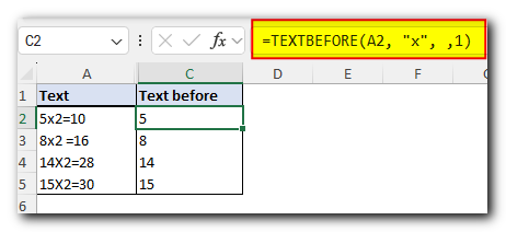 Excel TEXTBEFORE function - extract text before character (delimiter) 12 Whereas an analogous formula with match_mode set