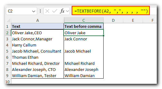 Excel TEXTBEFORE function - extract text before character (delimiter) 9 Excel TEXTBEFORE function - extract text before character (delimiter)
